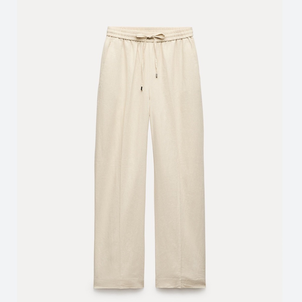 Zara Elegant Cream Linen Pants